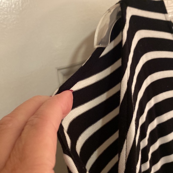 Calvin Klein black and white striped “ cold shoulder” dress on size M. - Picture 2 of 8